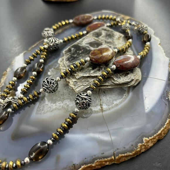 Carolyn Pollack Southwestern Style Sterling Earth Tone Multi Gemstone Necklace - Picture 7 of 10